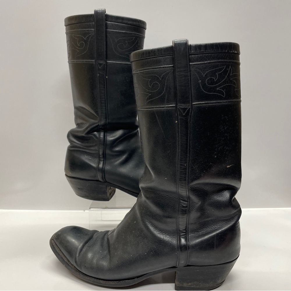 Vintage Lucchese Boots classic western boots black size 9.5 D 1422BK 00122